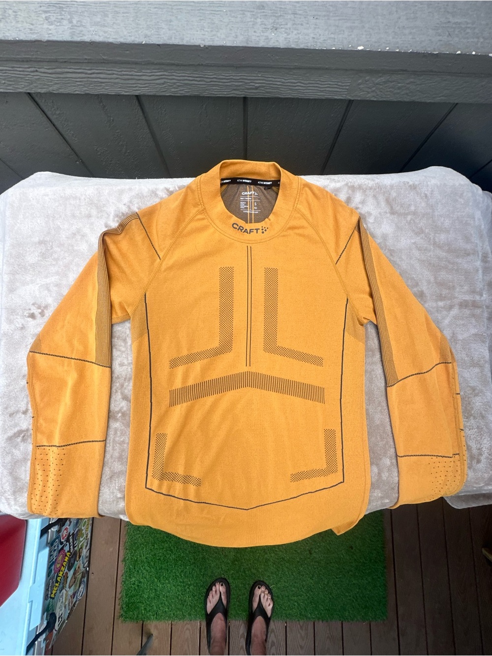 Craft Men's Long Sleeve Base Layer in Mustard Yellow